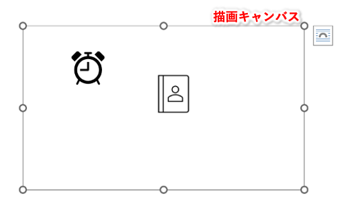 描画キャンバスの中に複数の図形を配置した状態
