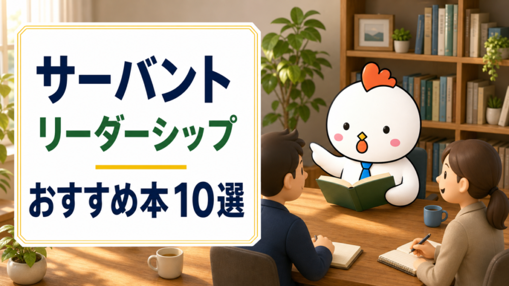 サーバントリーダーシップのおすすめ本10選。ニワトリがメンバーと話すイラスト
